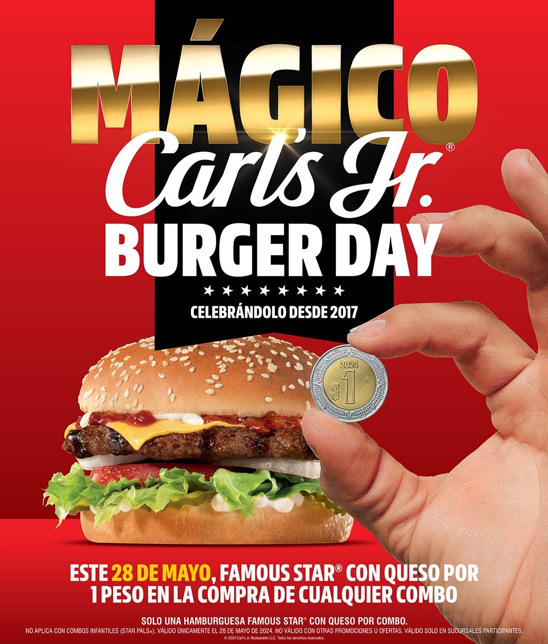 ¡Hamburguesas a un peso! Así celebrará Carl´s Jr. el Día de la